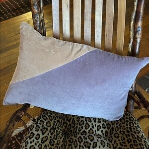 Surya Cotton Velvet Color Block Feather Throw Pillow